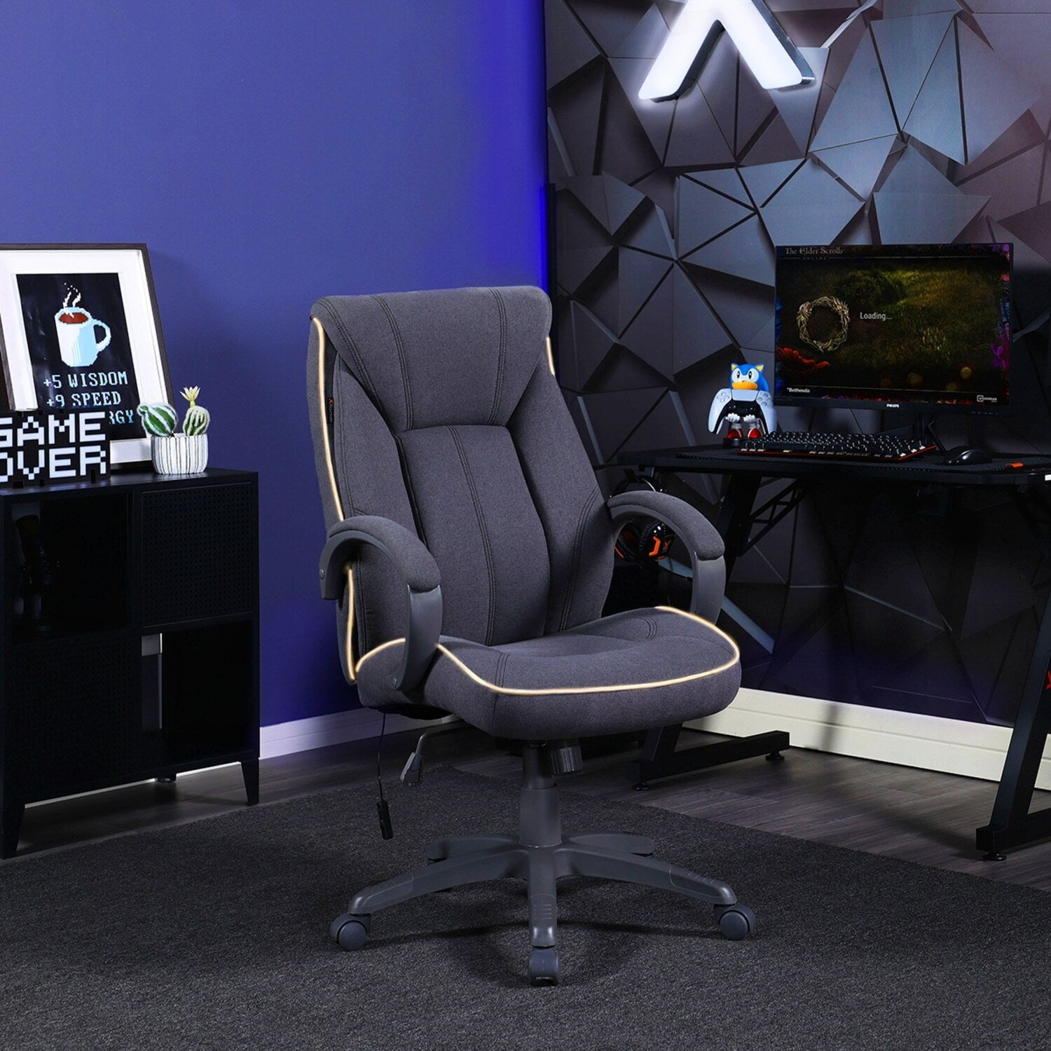 X Rocker Lucent PC Gaming Chair with LED Lighting, Grey