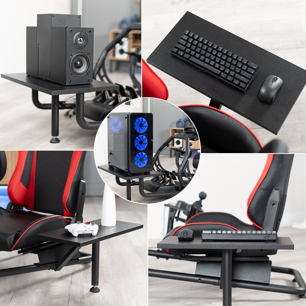 VIVO Racing Simulator Cockpit, Wheel Stand, Reclining Seat, Gear Mount, Shelves