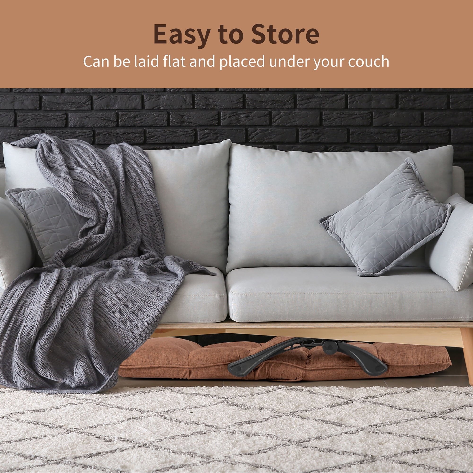 Costway 14-Position Floor Chair Lazy Sofa w/Adjustable Back Headrest Waist Brown