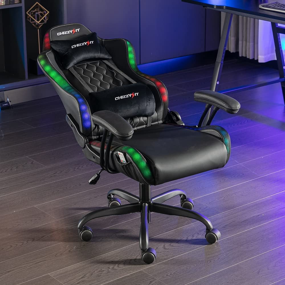 Gaming Chair for Kids with RGB LED Lights, Kids Gaming Chairs Ages 8-14, Led Gaming Chair with Adjustable Lumbar Support and Headrest,PU Leather Video Game Chairs for Teens