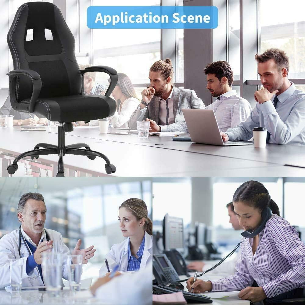 Dkelincs Teen Fibreboard Gaming Chair with 360 Degree Rolling Wheels and Lumbar Support, Black