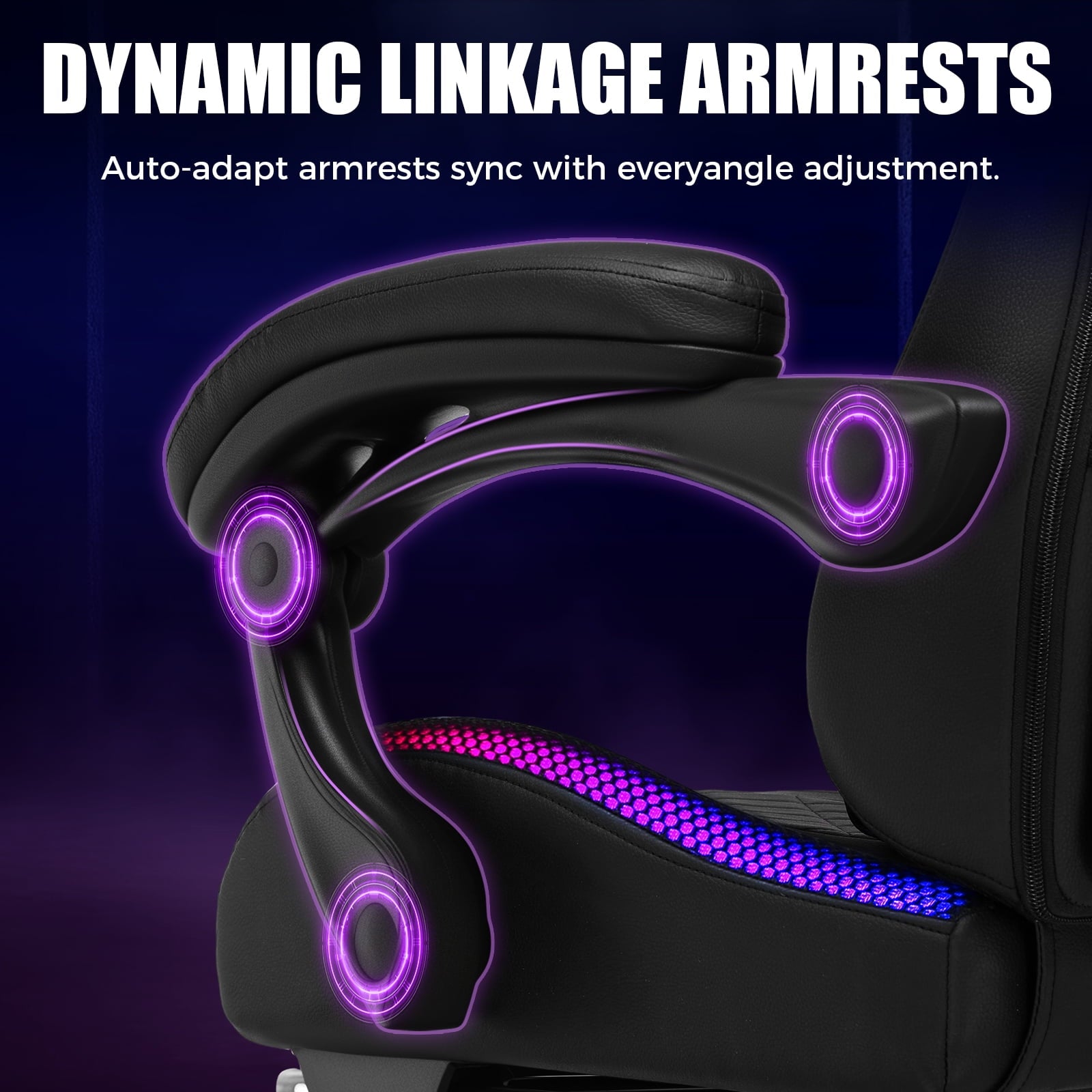 GTPLAYER RGB Gaming Chair, Computer Gamer Chair with Footrest and LED Lights, Black