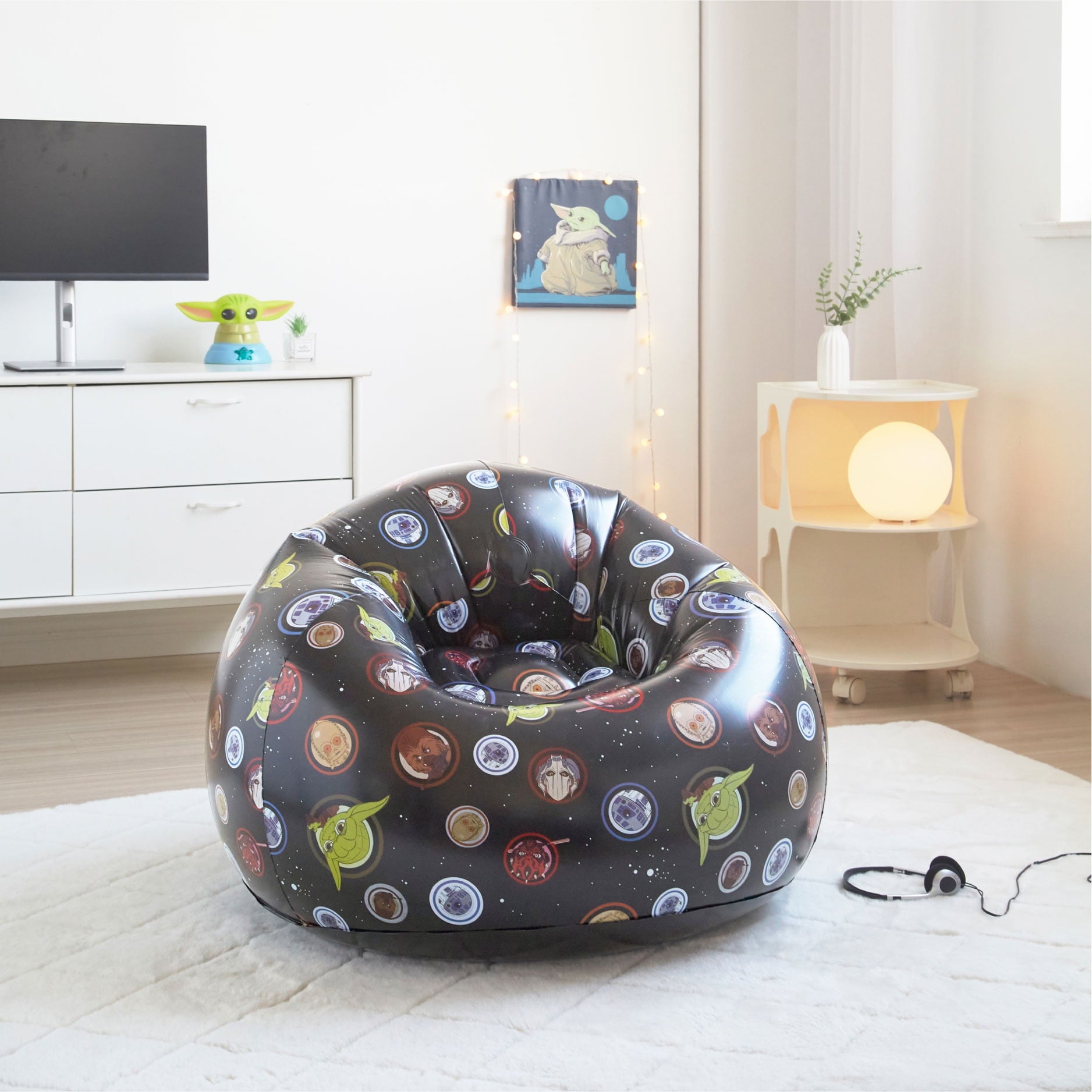 Star Wars Inflatable Gaming Chair by Idea Nuova - Grey, Ideal for Kids Ages 3 and Up