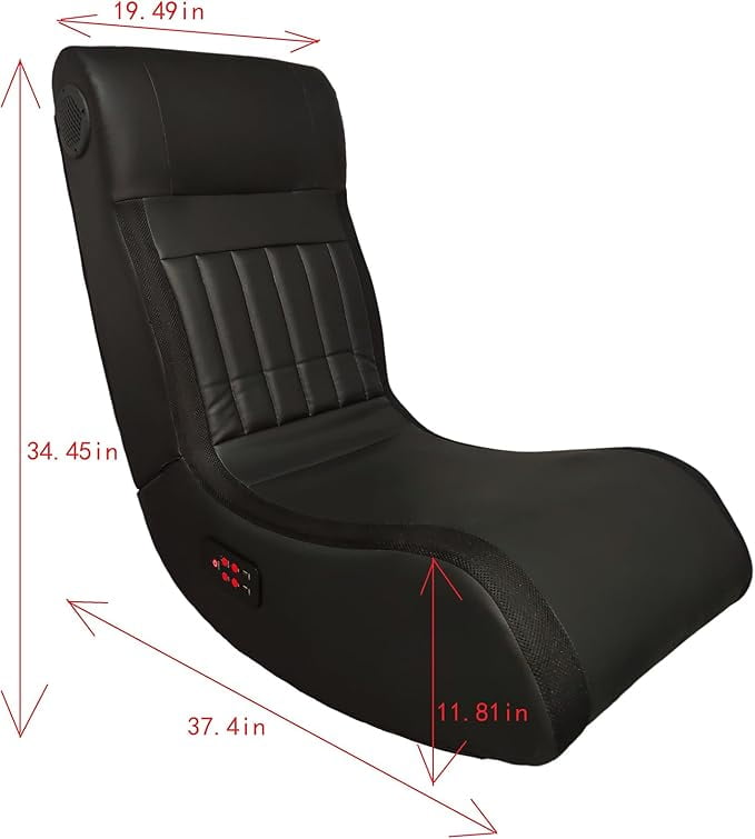 Video Gaming Floor Rocker Chair, Built-in Audio Speakers, LED Strip Lighting, Vibration Massage, USB Charging Port, Foldable Floor Gaming Chairs for Gamers