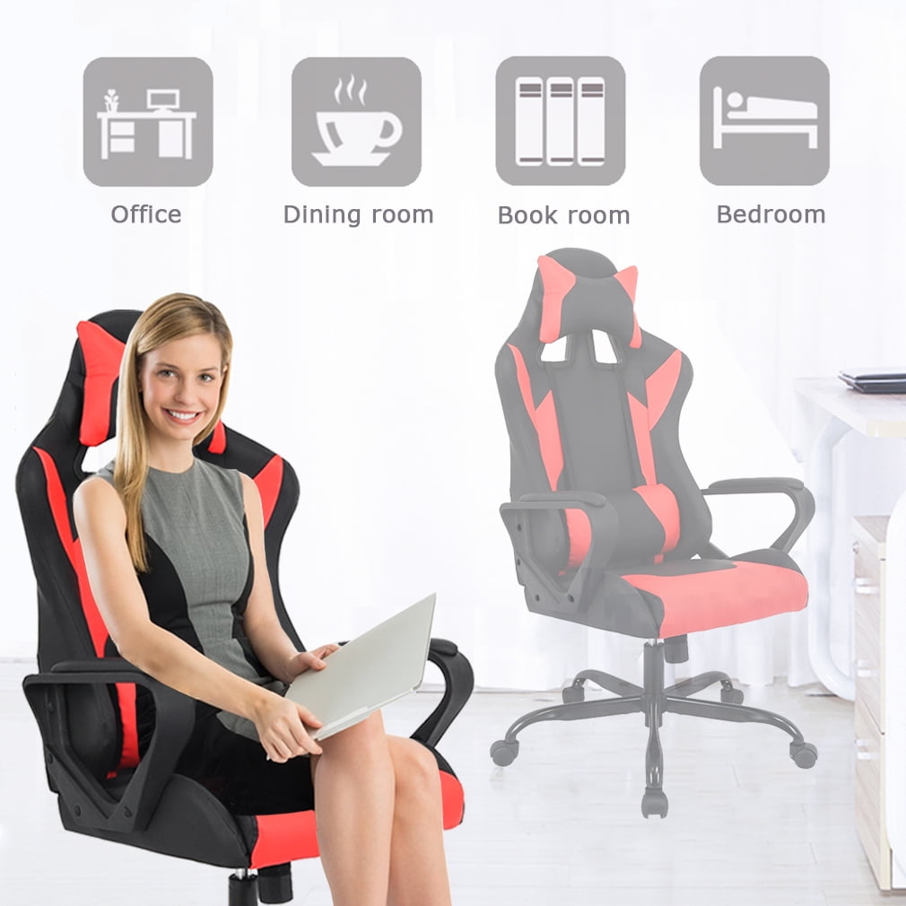 BestOffice Ergonomic Gaming Chair, Swivel Rolling, Lumbar Support for Women, Men(Red)