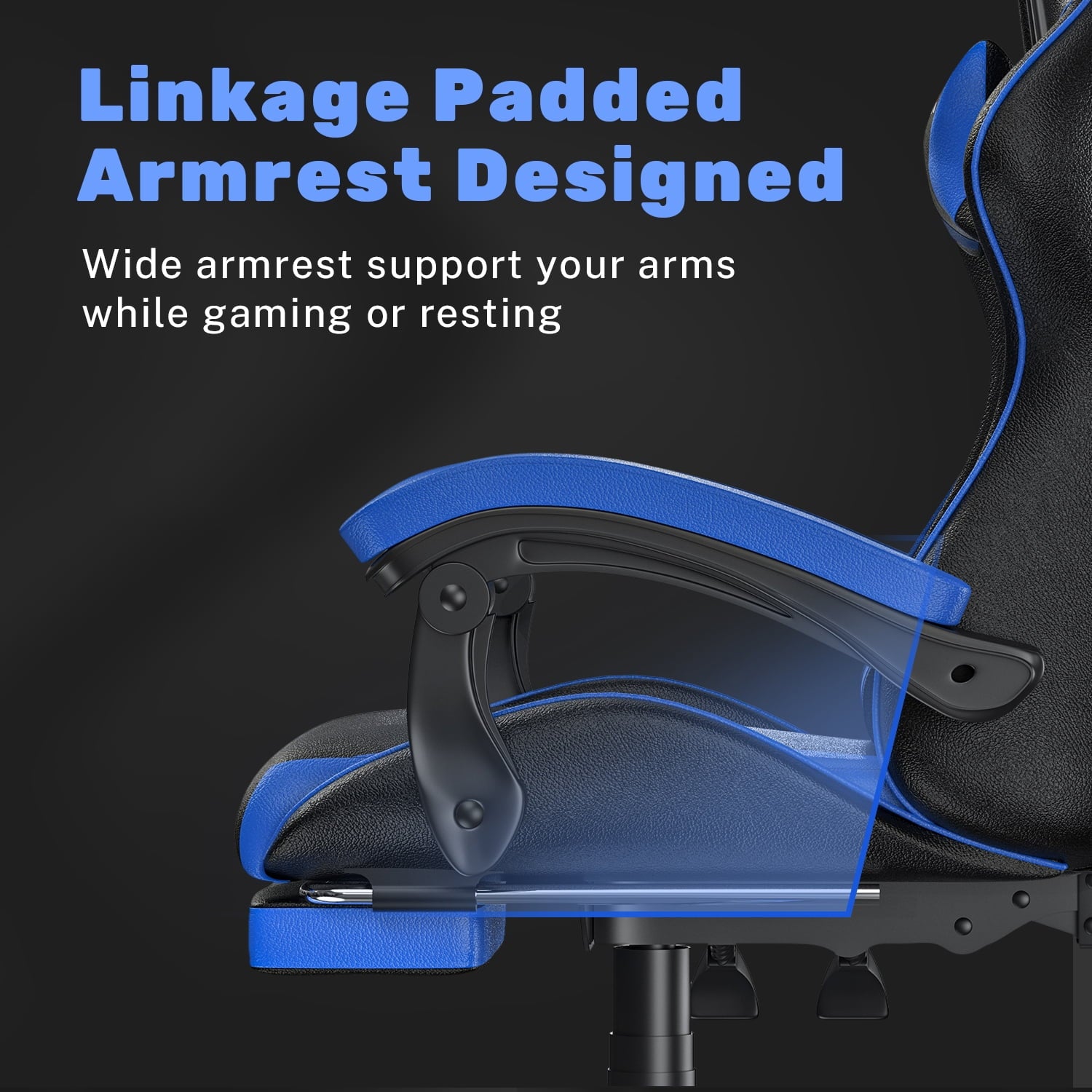 Bigzzia Gaming Chair with Footrest, Computer Chair with Adjustable Lumbar Pillow and Headrest, Blue