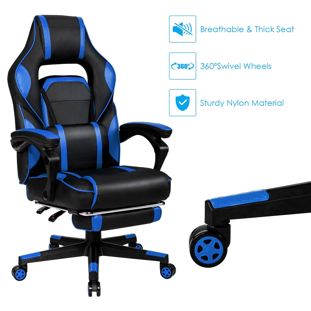 Gymax Ergonomic & Adjustable Swivel Gaming Chair, Blue