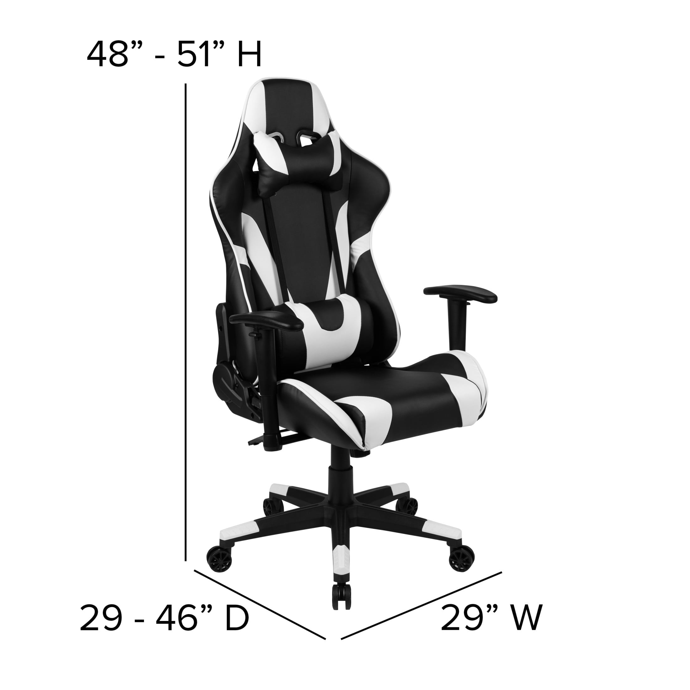 Emma + Oliver Fully Reclining Racing Gaming Ergonomic Chair, Black LeatherSoft