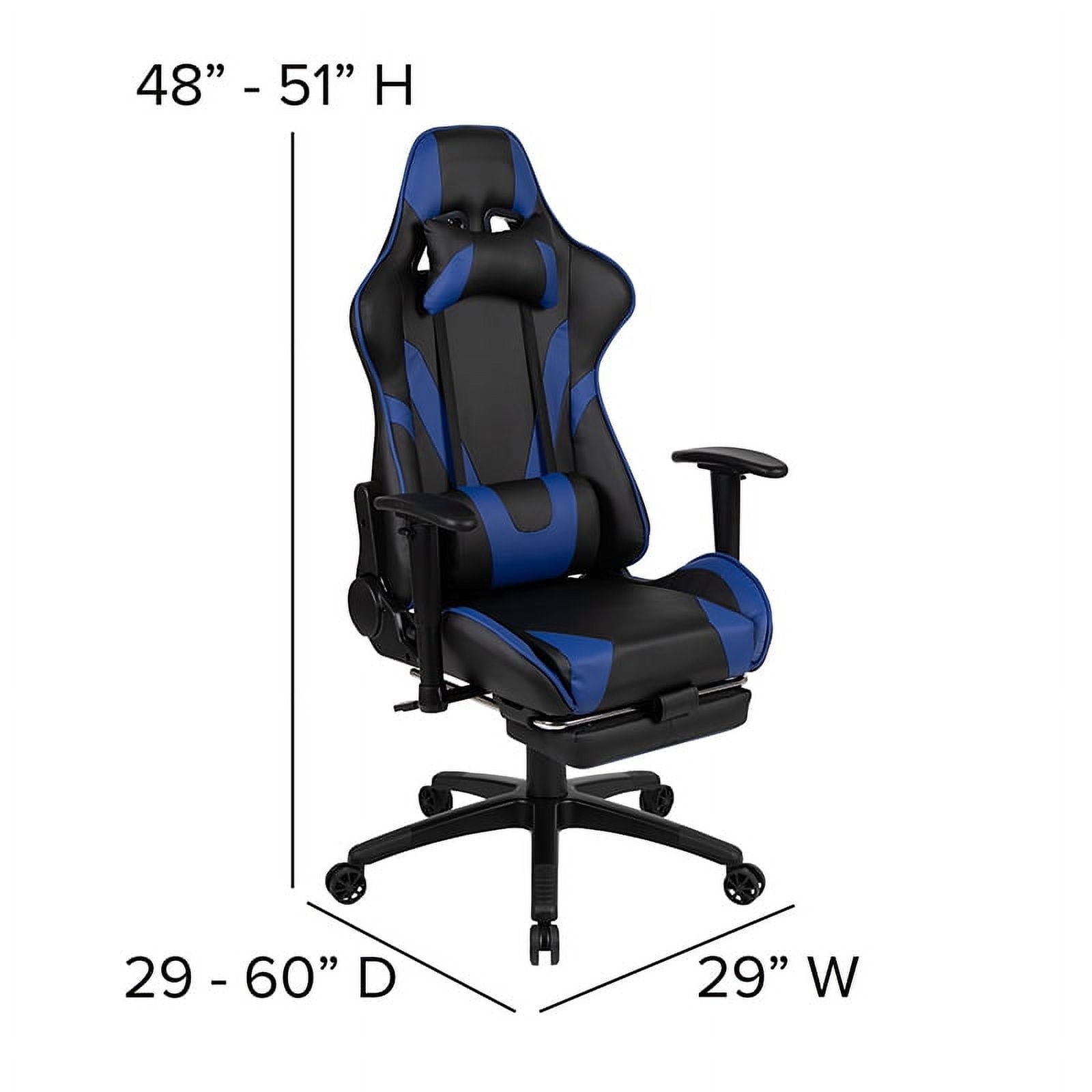 Flash Furniture Red Gaming Desk with Cup Holder/Headphone Hook & Blue Reclining Gaming Chair with Footrest