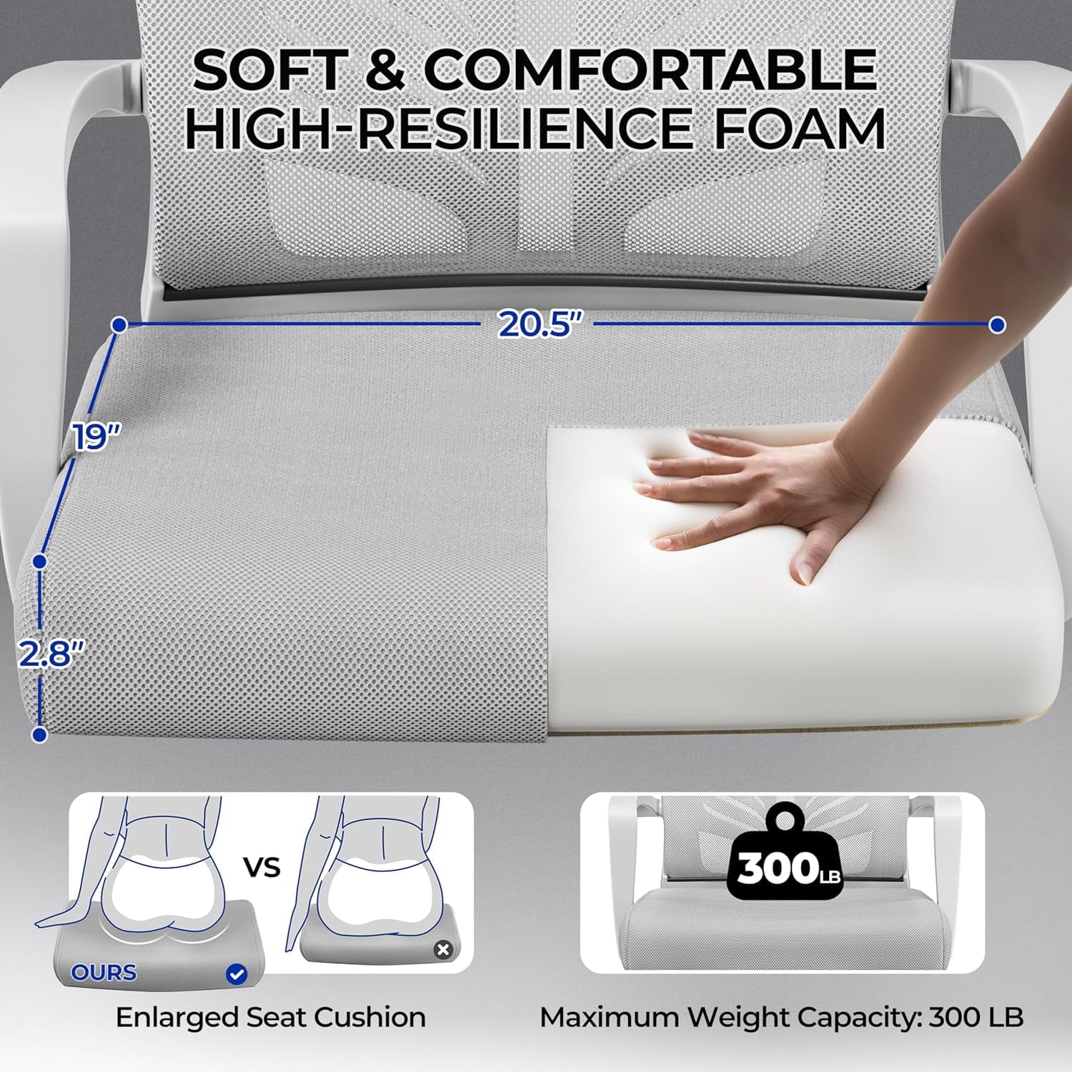 Office Chair Mesh Desk Chair Computer Chair Gaming Chair Adjustable Comfy Chair Swivel Ergonomic Chair for Home Office/Work/Study